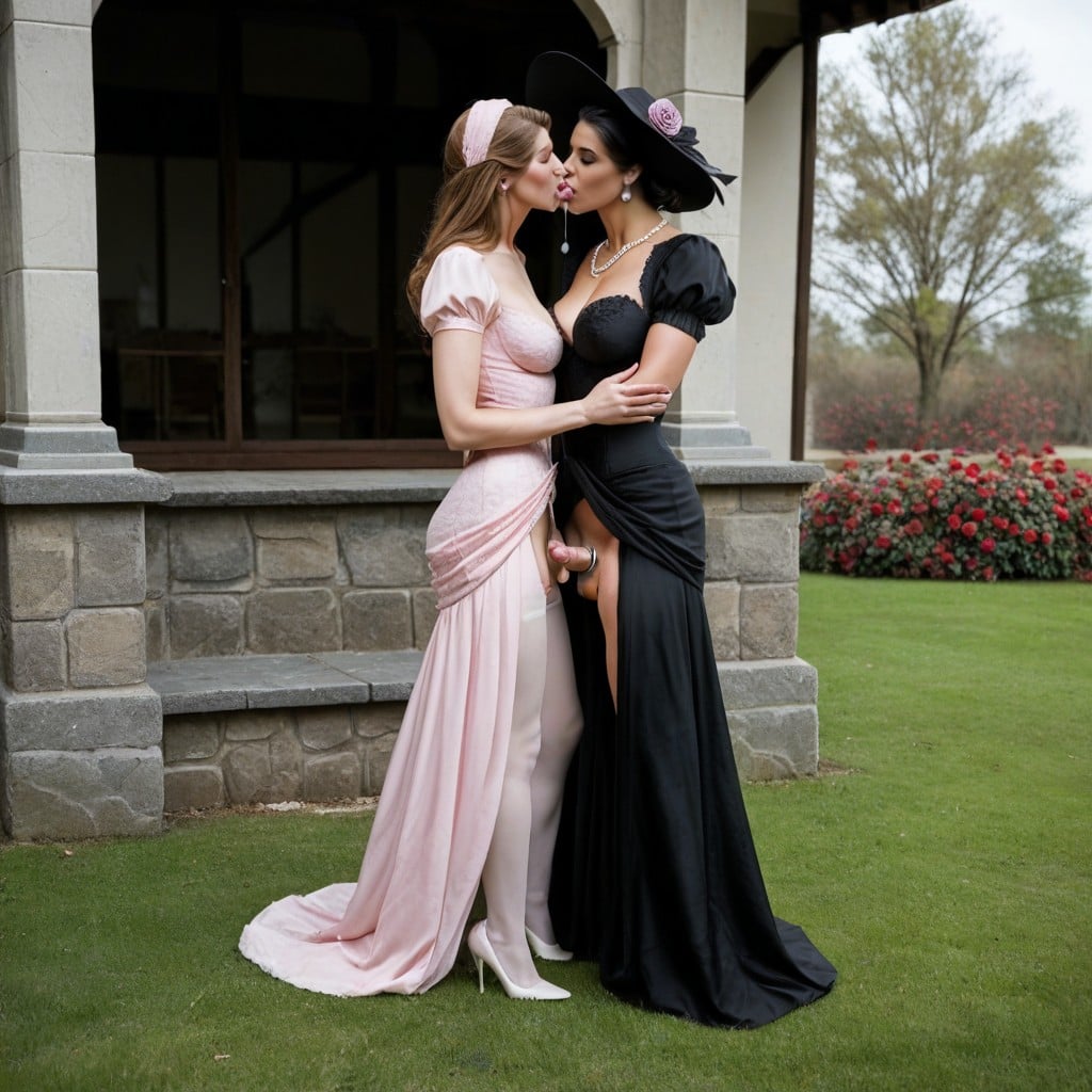Standing, Kissing Eachother, High Heels Porno IA transsexuelle