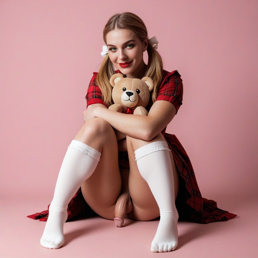 Blonde Hair, Looking At Viewer, Erection Travesti IA Pornô