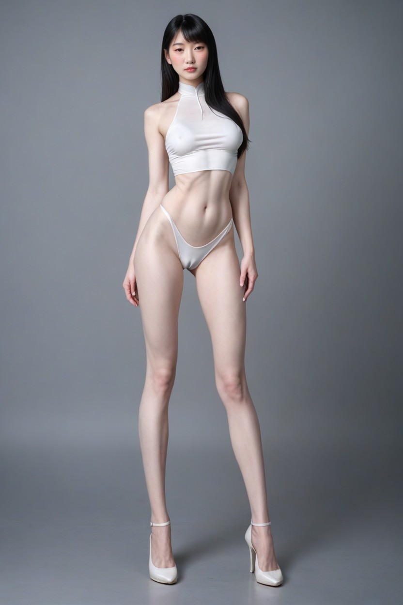Unnaturally Waiflike Waist, Ultra Detailed Face, Pale Skin Porno IA transsexuelle