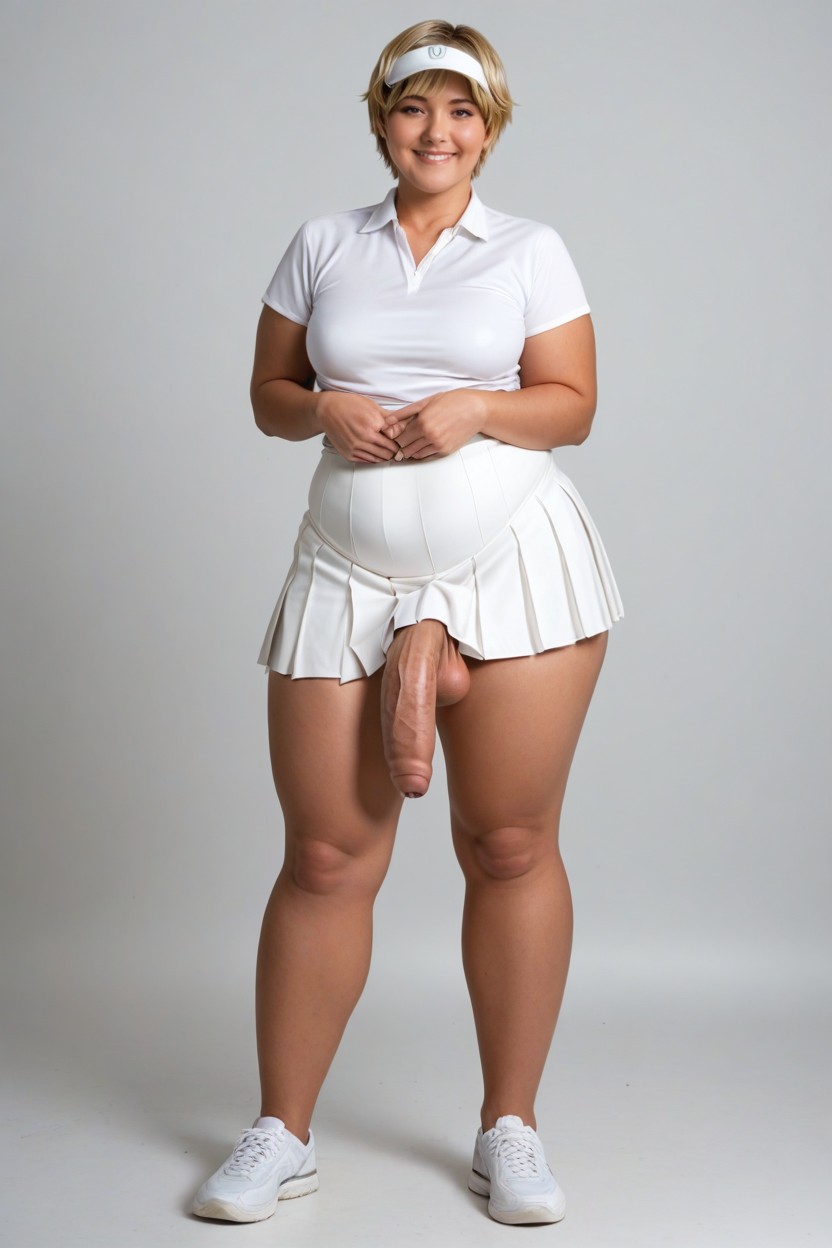 Upskirt, Bottom Up Skirt, Blonde Hair Shemale AI Porn
