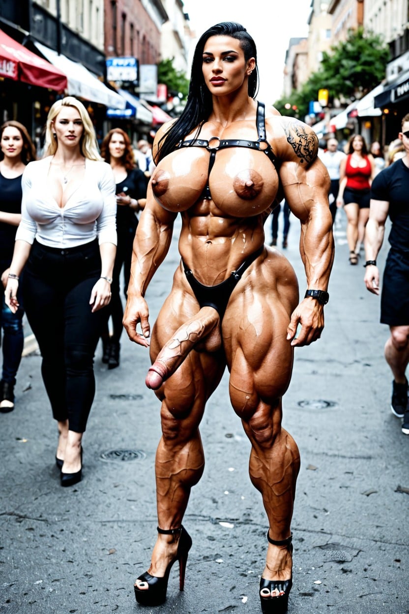 Abs, Long Length Hair, Extreme Muscle Definition Shemale AI Porn
