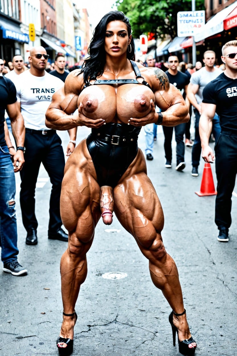 Thinbody, Harness, Hair Bangs Shemale AI Porn