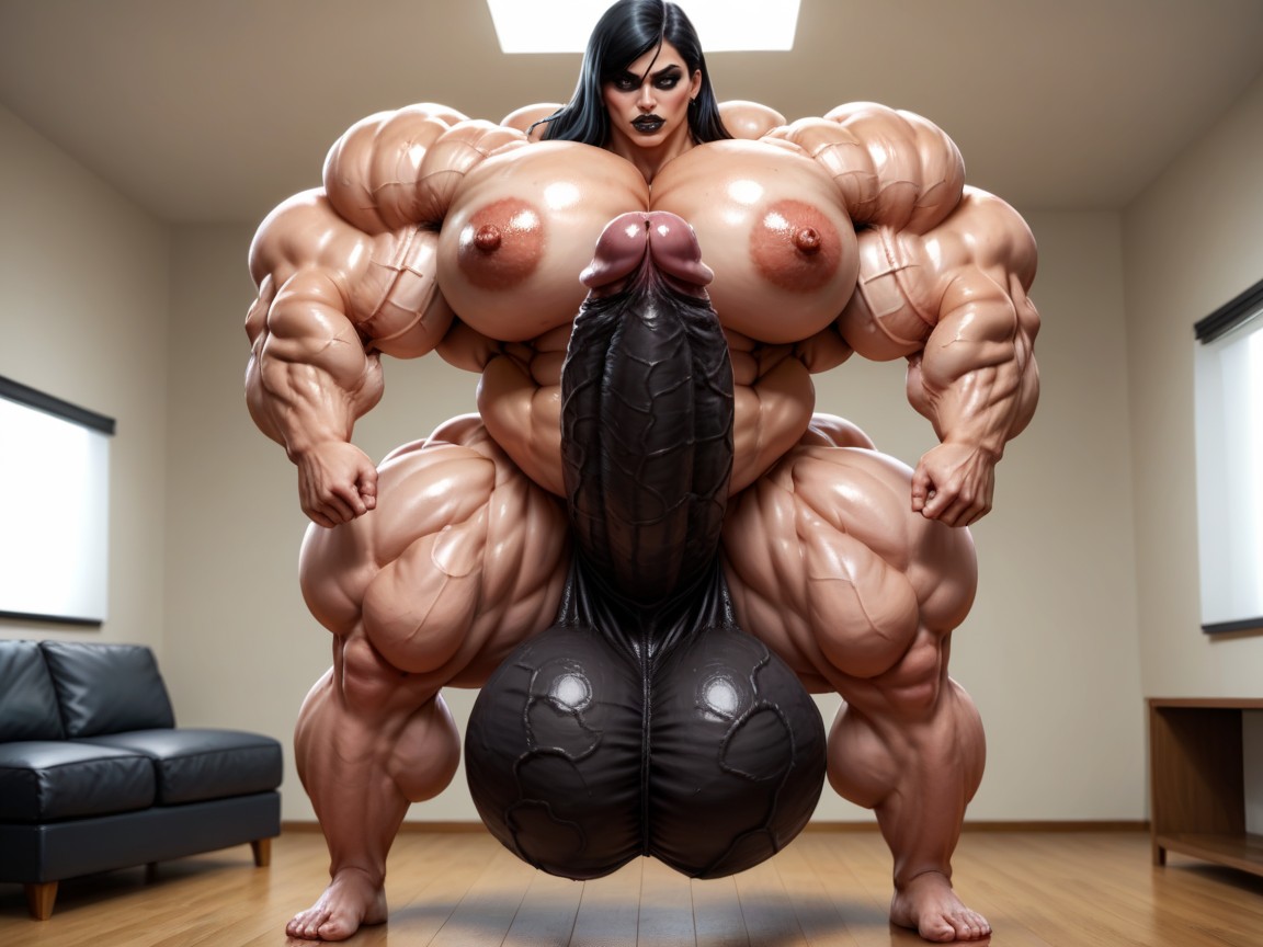 Hyper Gigantic Testicles, Hyper Gigantic Breasts, Breast Expansion Shemale AI Porn