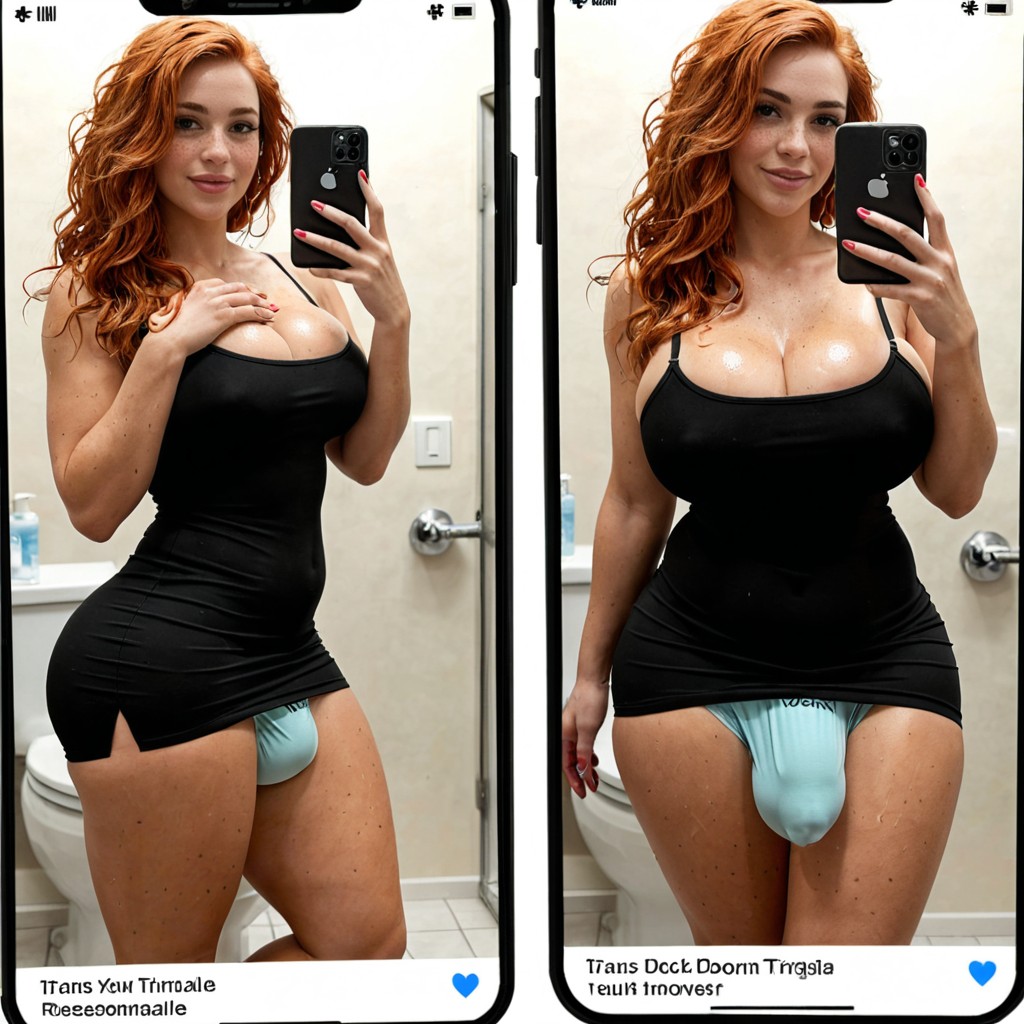 Wet Face, Bathroom Toilet, Wet Skin Shemale AI Porn