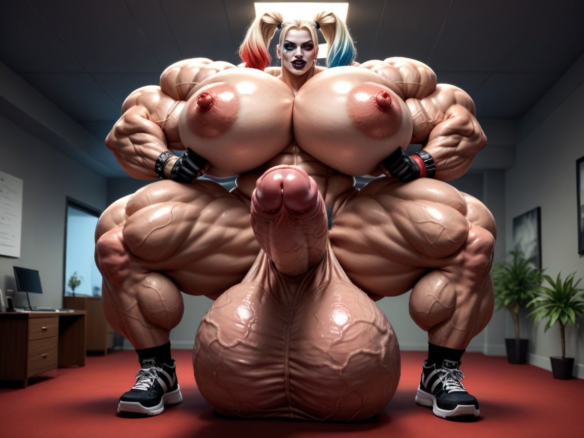 Harley Quinn, Hyper Gigantic Ass, Hands On Cock Shemale AI Porn