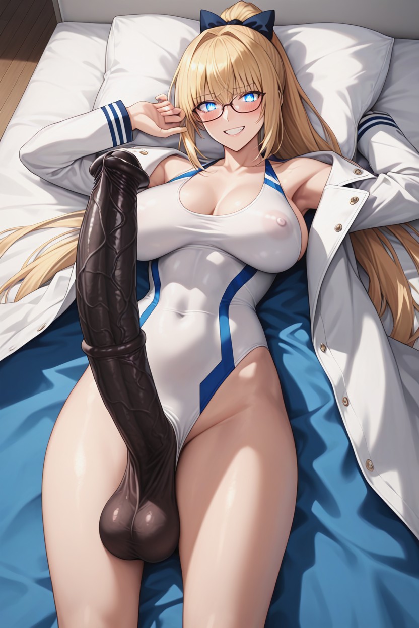 Black Penis, Perfect Feet, She Has On A White Light Jacket/windbreaker Shemale AI Porn