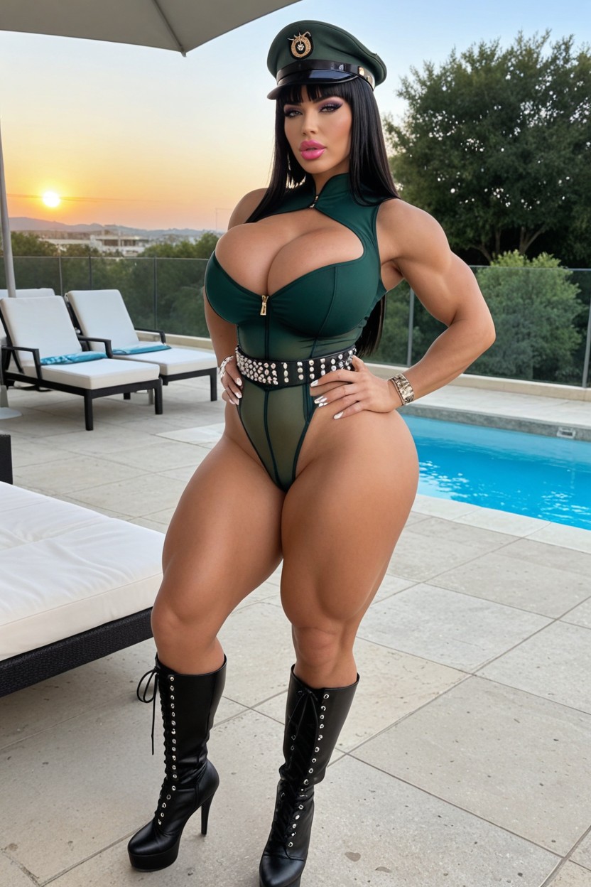 Massive Calf Muscles, Sexy Duck Lips, Medium Shemale AI Porn
