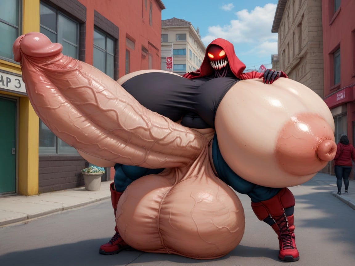 Gigantic Massive Futanari Hyper Cock, Extremely Wide Cock, Standing Shemale AI Porn