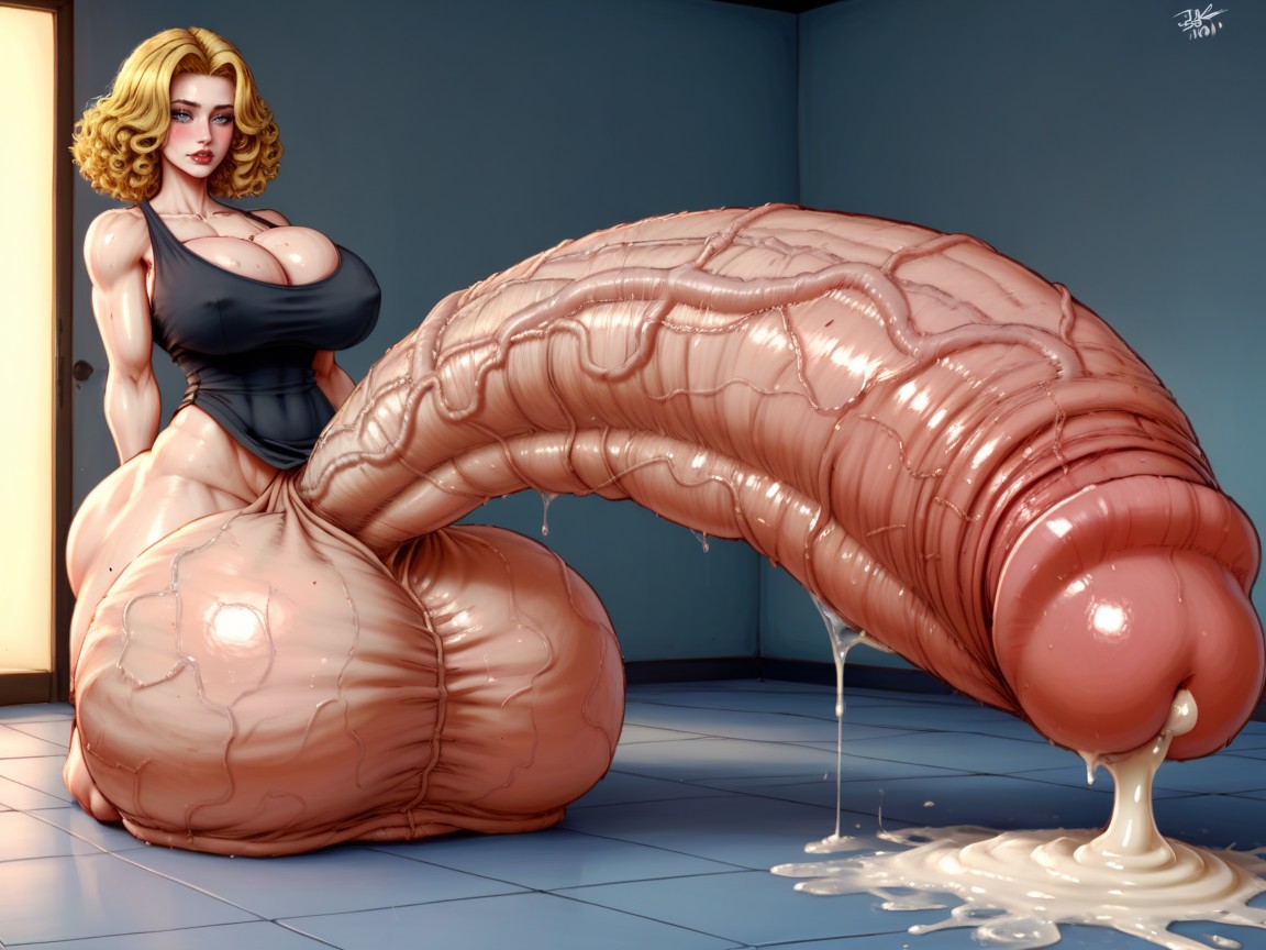 Extreme Futa Cock, Oiled, Ultra High Details Shemale AI Porn