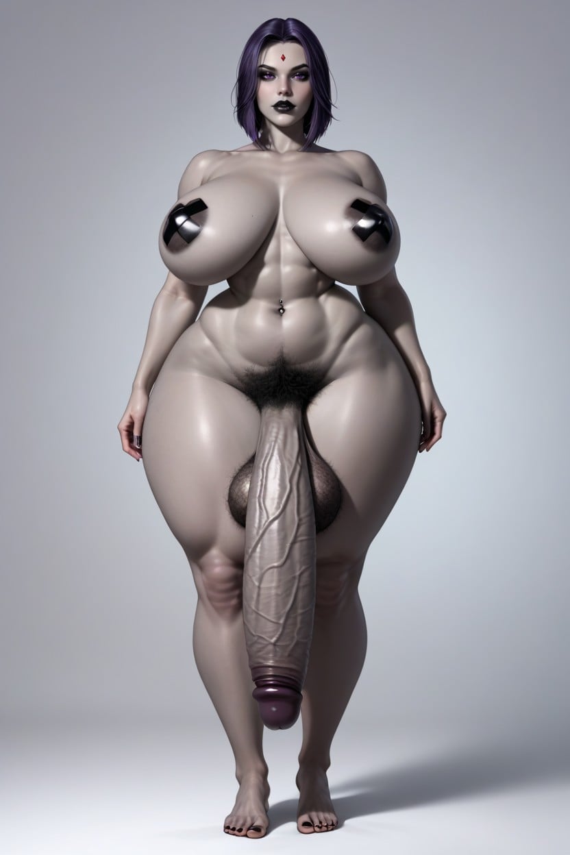 Black Nipples, Grey Skin, Hyper Erected Nipples Shemale AI Porn