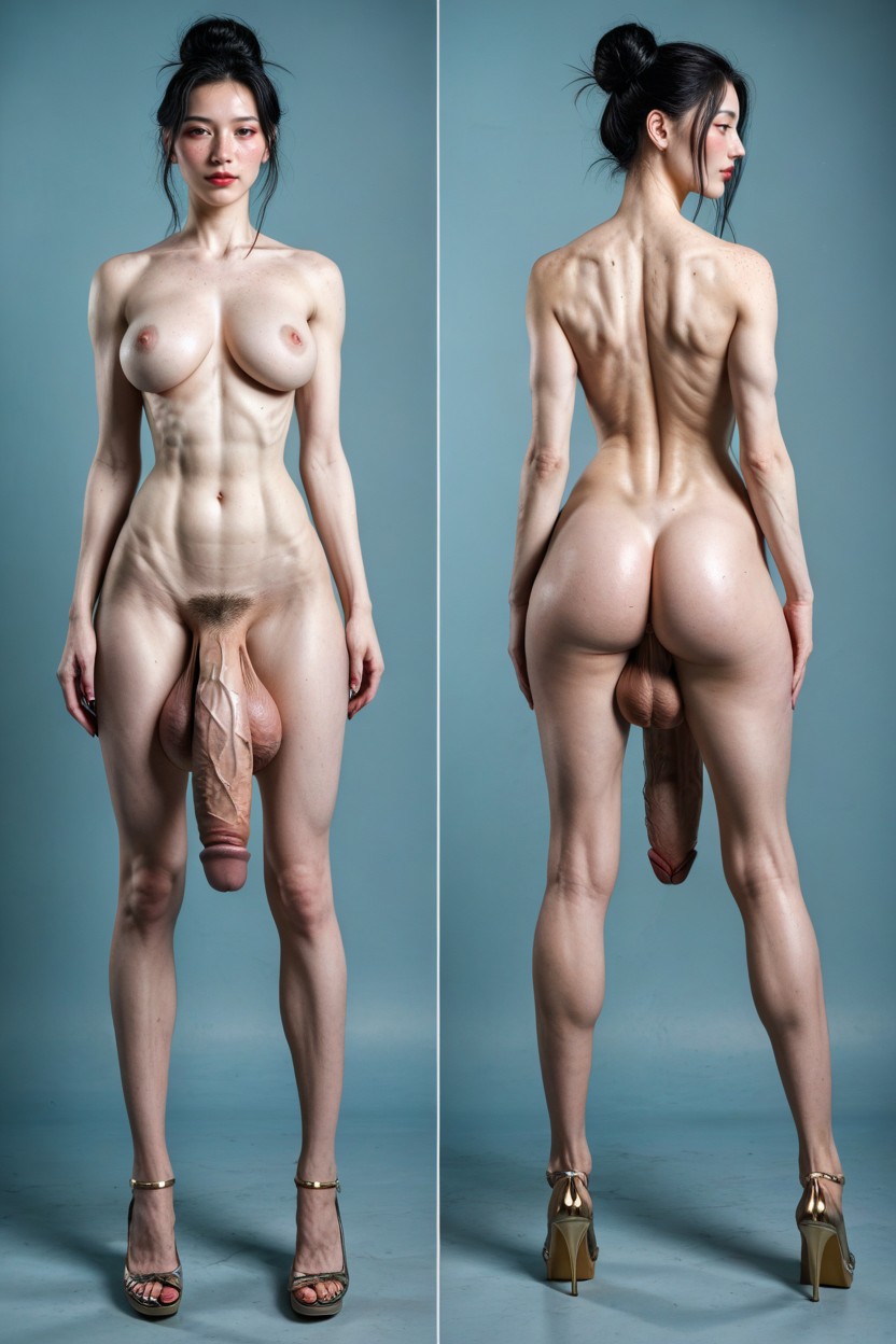 Six Pack Visible, Tight Body, Blushing Shemale AI Porn