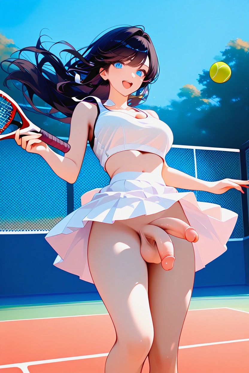 Double Penis, White Skirt, Diphallia ニューハーフAIポルノ