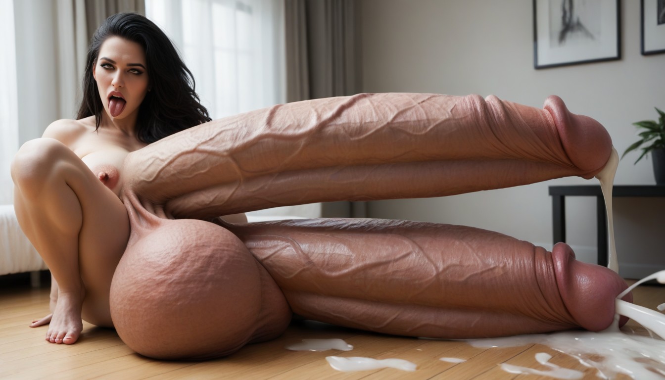 Super Model, Impossibly Gigantic Girthy Penis, Impossibly Long Hyper Penis Shemale AI Porn