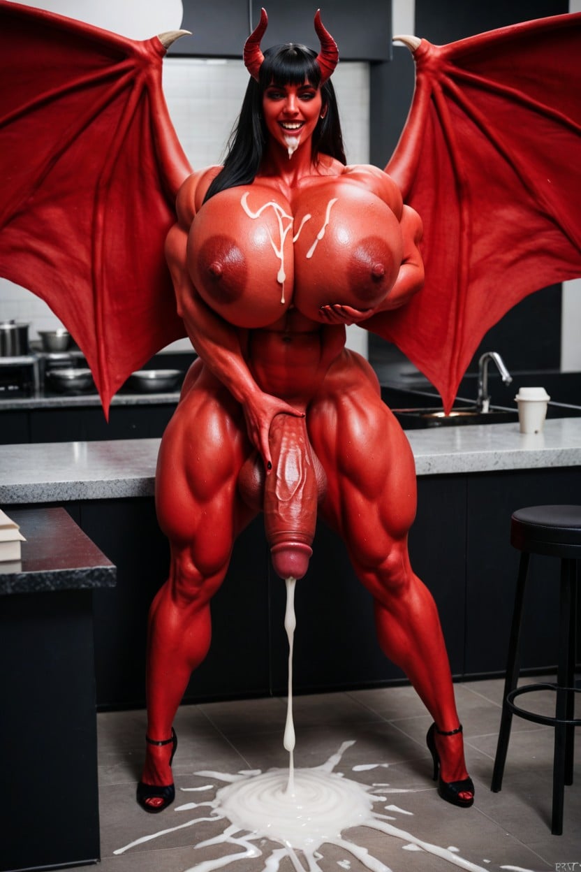 Gigantic Abdominal Obliques, Masturbation, Excessive Cum Drenched Body Shemale AI Porn