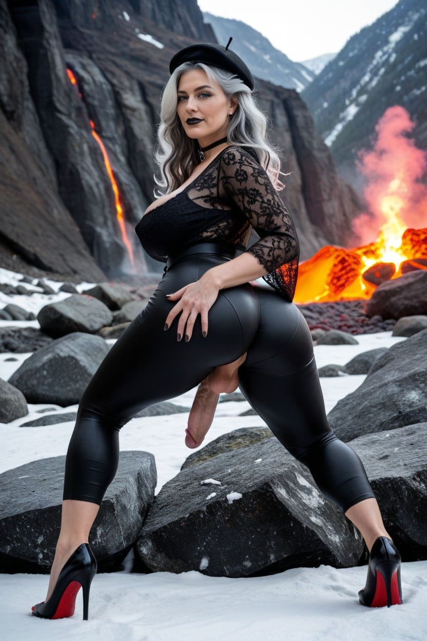 Magma, Wavy Hair, Dotted Lace Patterns Shemale AI Porn