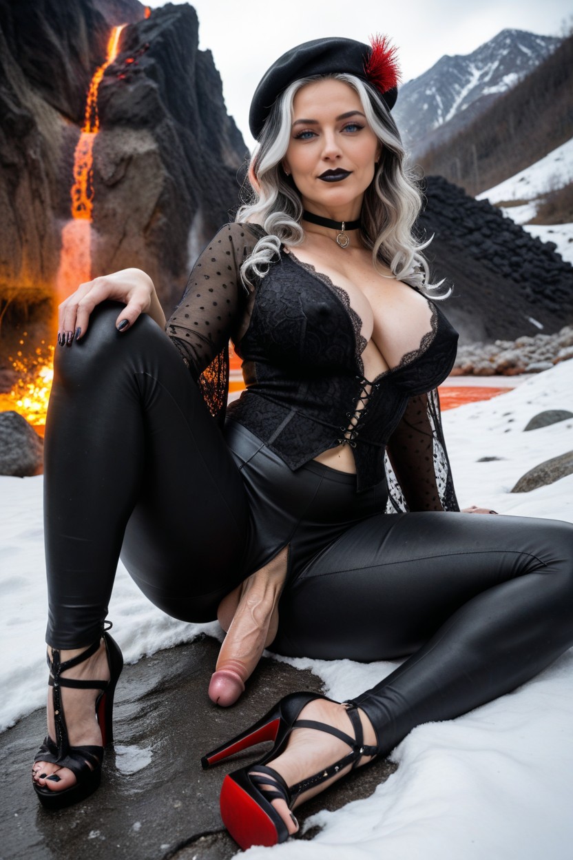 Solo Futa, Black Lipstick, Magma Shemale AI Porn
