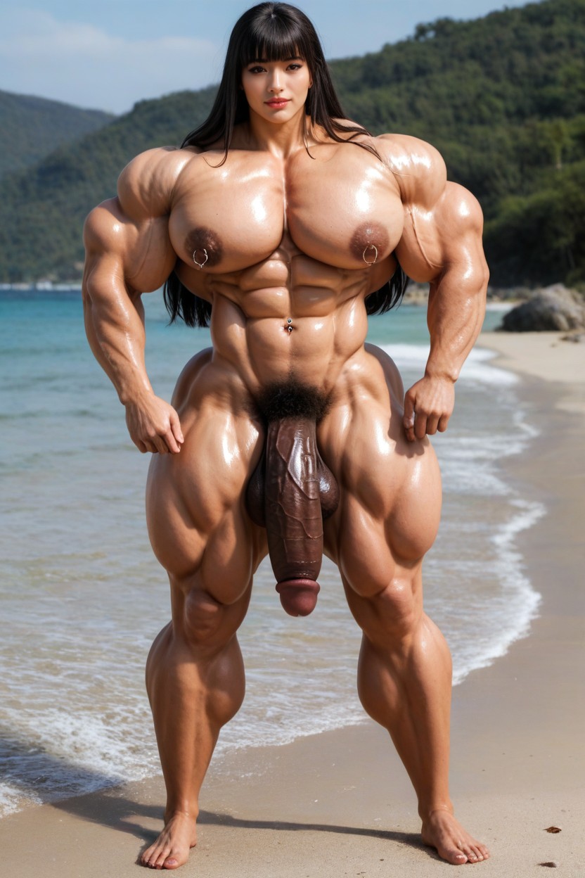 No Tits, 18+, Massive Muscle Trapez Porno IA transsexuelle