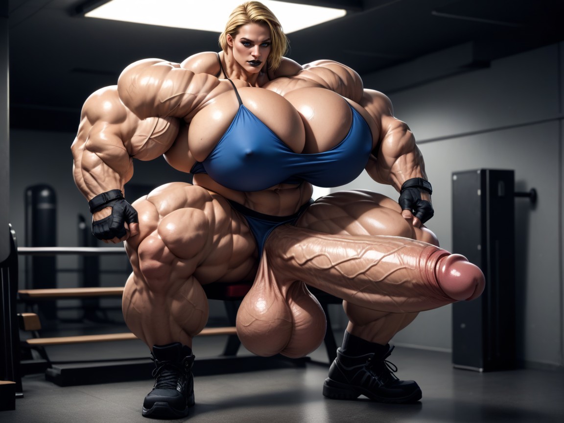 Oversized Cock, Extremely Hyper Cock, Gigantic Muscles Shemale AI Porn