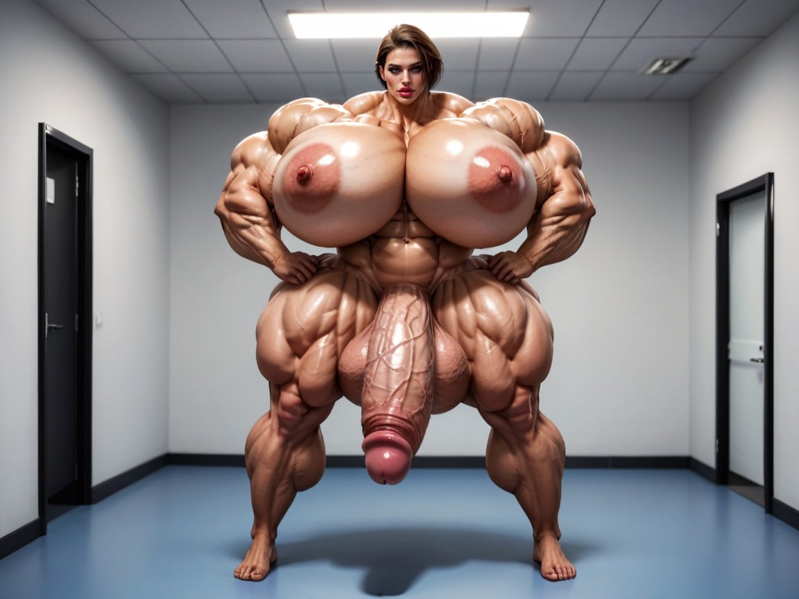Hyper Gigantic Glans, Hyper Gigantic Testicles, Looking At Penis Porno IA transsexuelle
