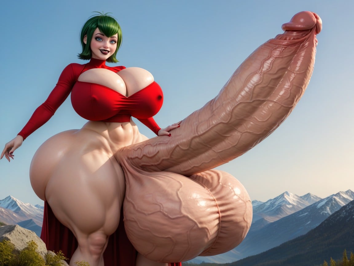 Giantess, Cock Wider Than Torso, Hyper Bimbo Shemale AI Porn