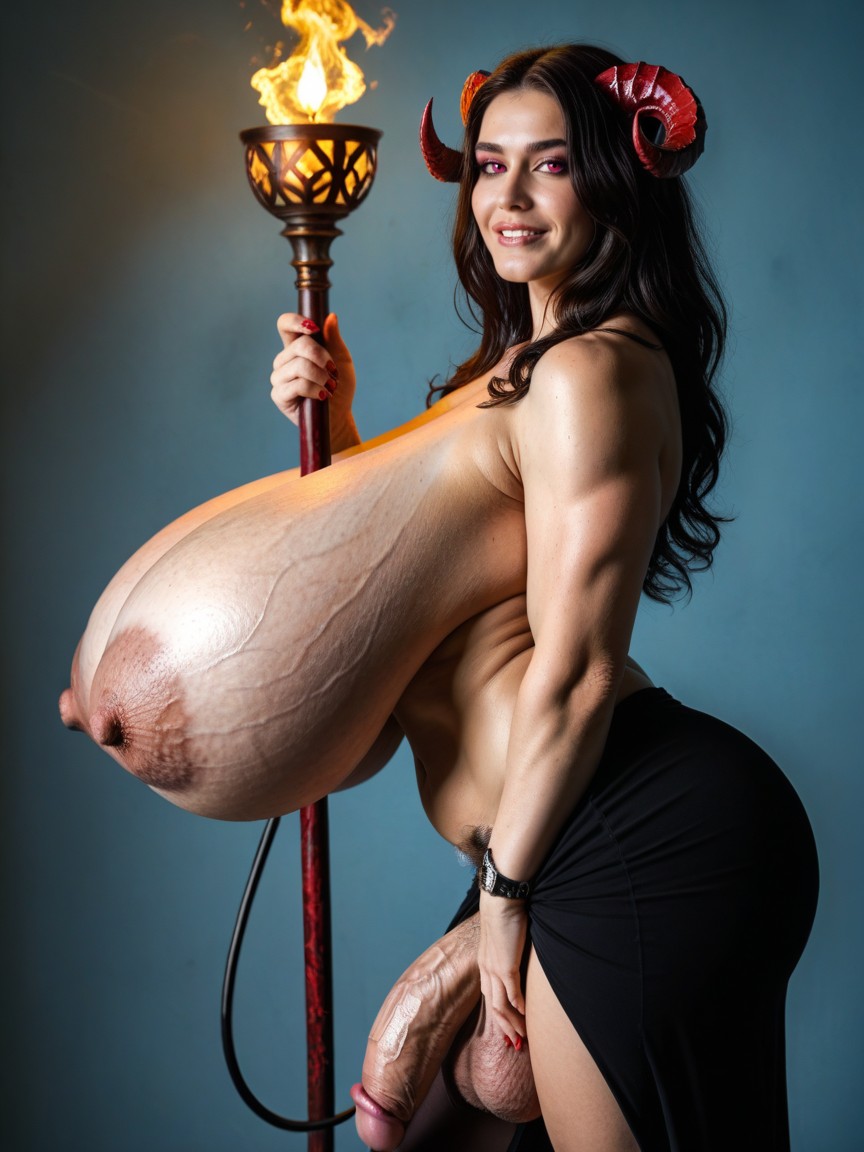 Balls Are Visibly Heavy And Engorged, Impossibly Thick Swollen Cock, Hdr Shemale AI Porn