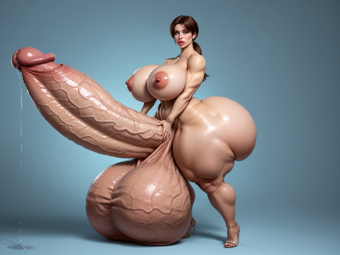 Hyper Bimbo, Gigantic Longest Cock, Gorgeous Face Shemale AI Porn
