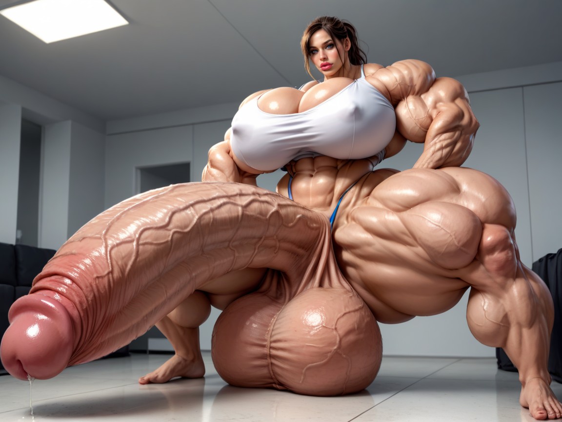 Gorgeous Face, Gigantic Huge Muscles, Sexy Face Porno IA transsexuelle