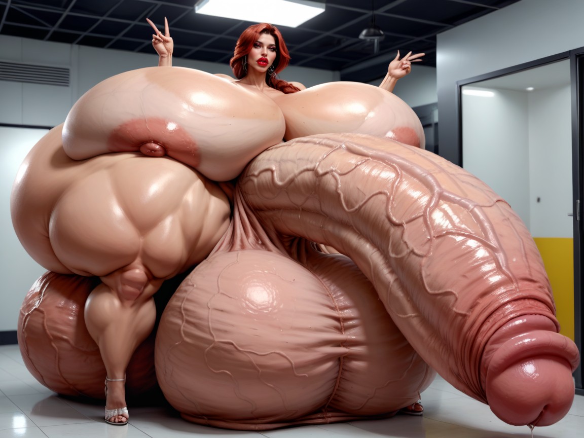 Gigantic Thick Thighs, Perfect Skin, Hyper Gigantic Massive Futanari Gigantic Cock Shemale AI Porn
