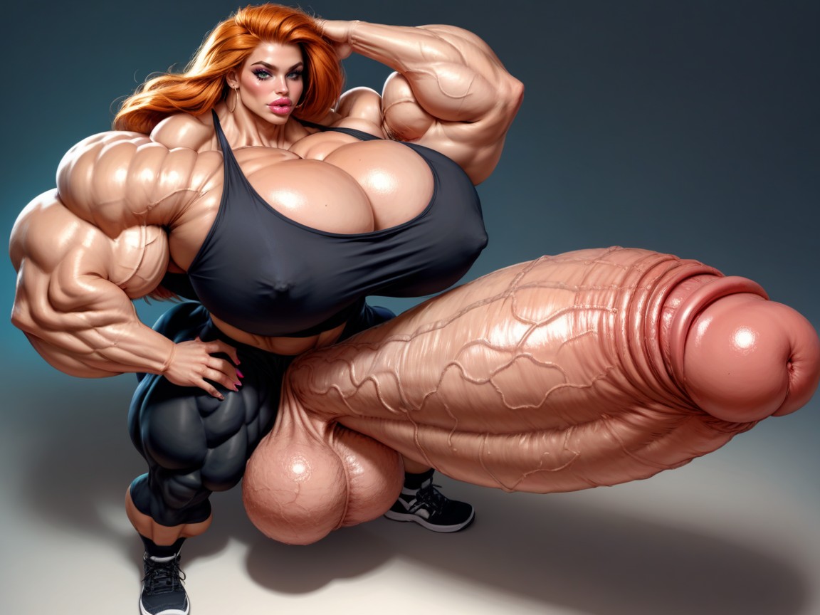 Hyper Gigantic Biceps, Hyper Gigantic Testicles, Hyper Thick Muscles Porno IA transsexuelle