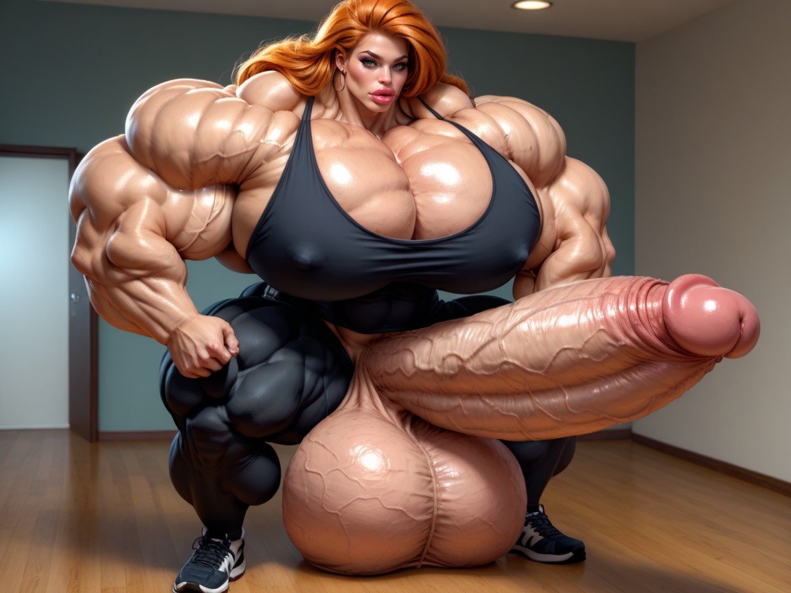 Hyper Big Muscle Arm, Growing, Balls The Size Of The Room Shemale AI Porn