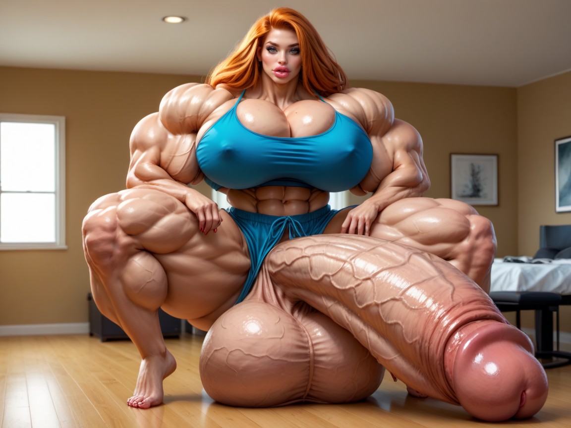 Hdr, Hyper Gigantic Abs, Hyper Swollen Large Bimbo Lips Porno IA transsexuelle