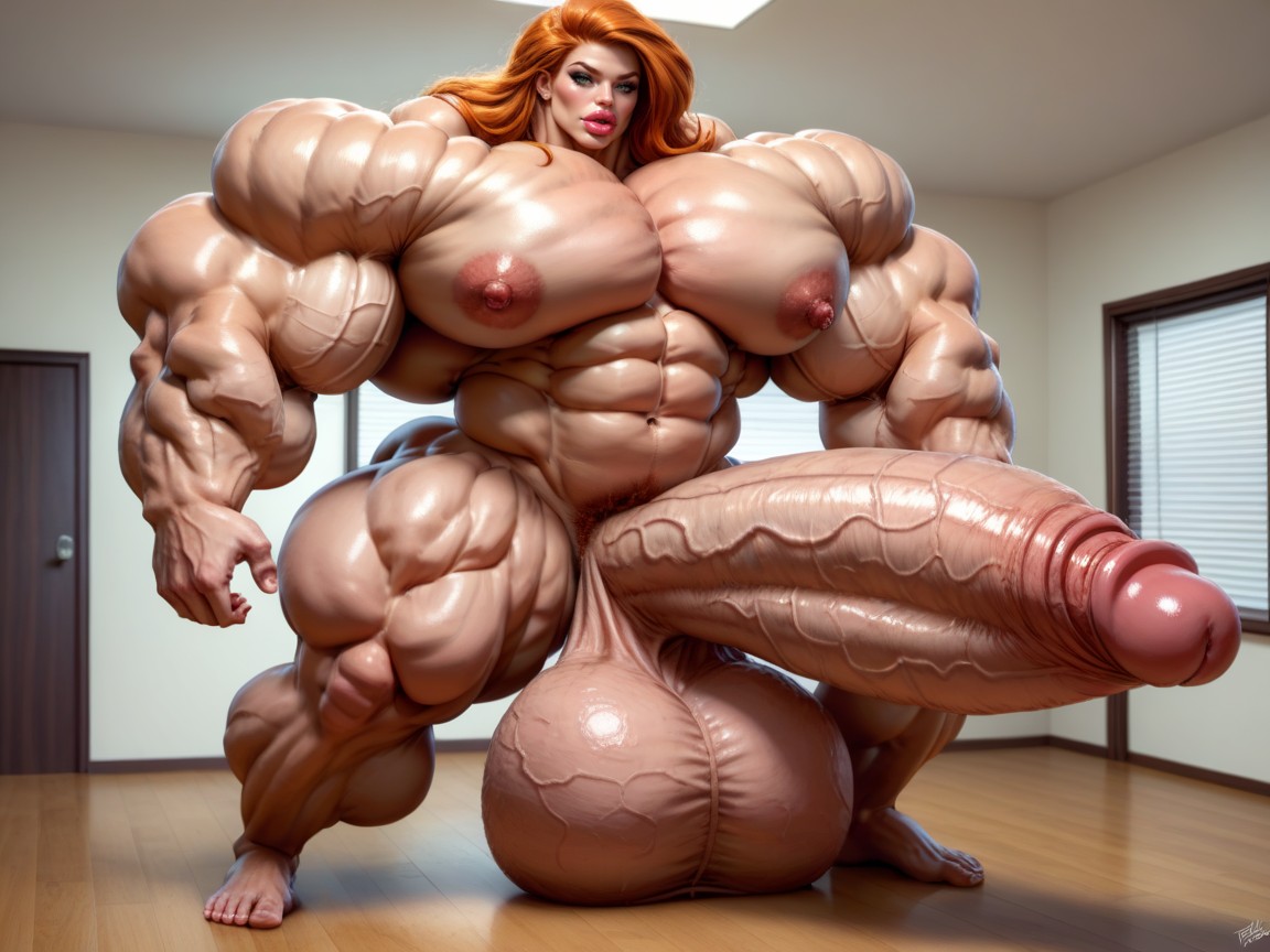 Hyper Giant Bulging Balls, Hyper Balls Are Just Too Gigantic, Hyper Gigantic Balls Shemale AI Porn