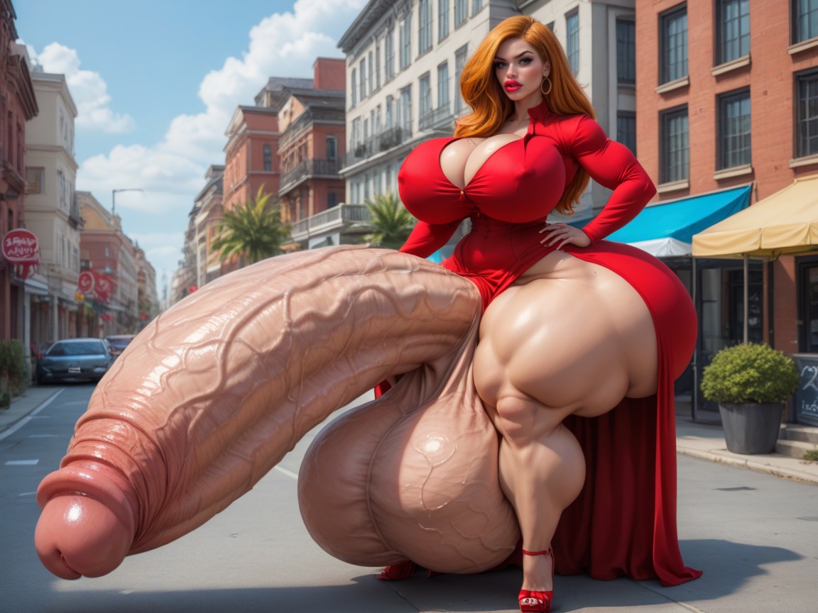 Cock Wider Than Torso, Hyper Gigantic Dick Expansion, Penis Bigger Than Body Shemale AI Porn