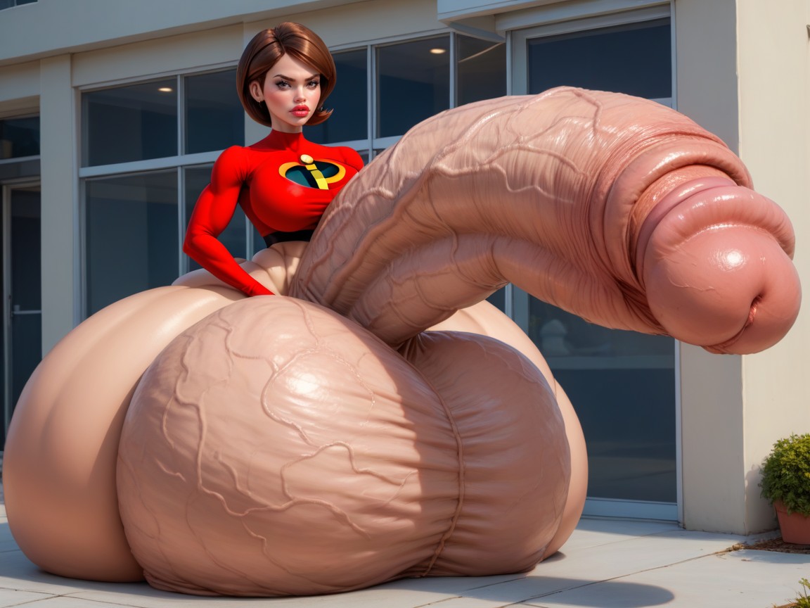 Hyper Gigantic Lips, Hyper Hips Growth, Brunette Shemale AI Porn