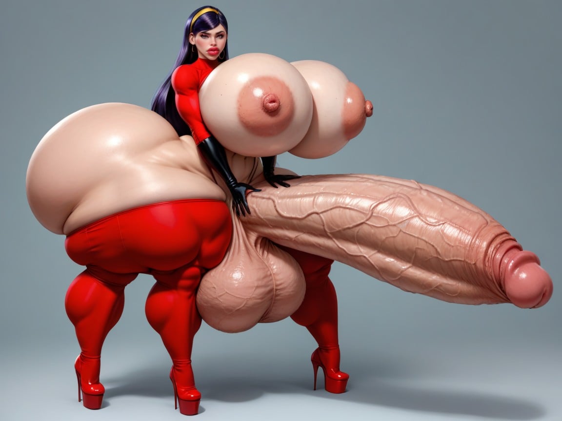 Penis Too Big, Hyper Gigantic Balls, Hyper Gigantic Dick Growth Shemale AI Porn