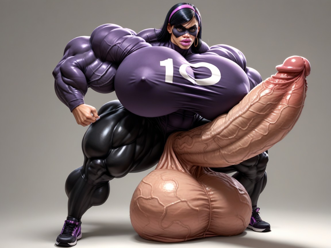 Disgustingly Large Penis, Standing, Hyper Long Thick Veiny Cock Shemale AI Porn