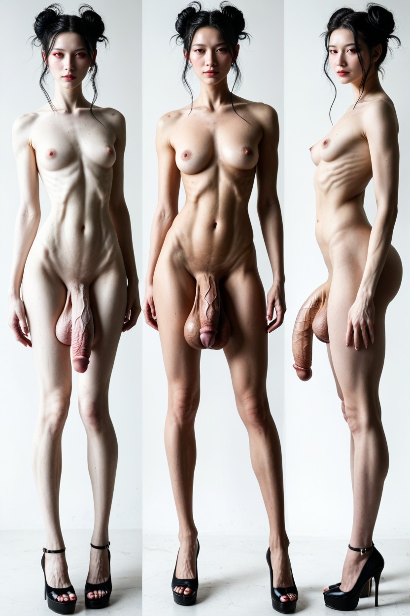 Very Detailed Face, Classic Eastern Beauty, Naked Shemale AI Porn