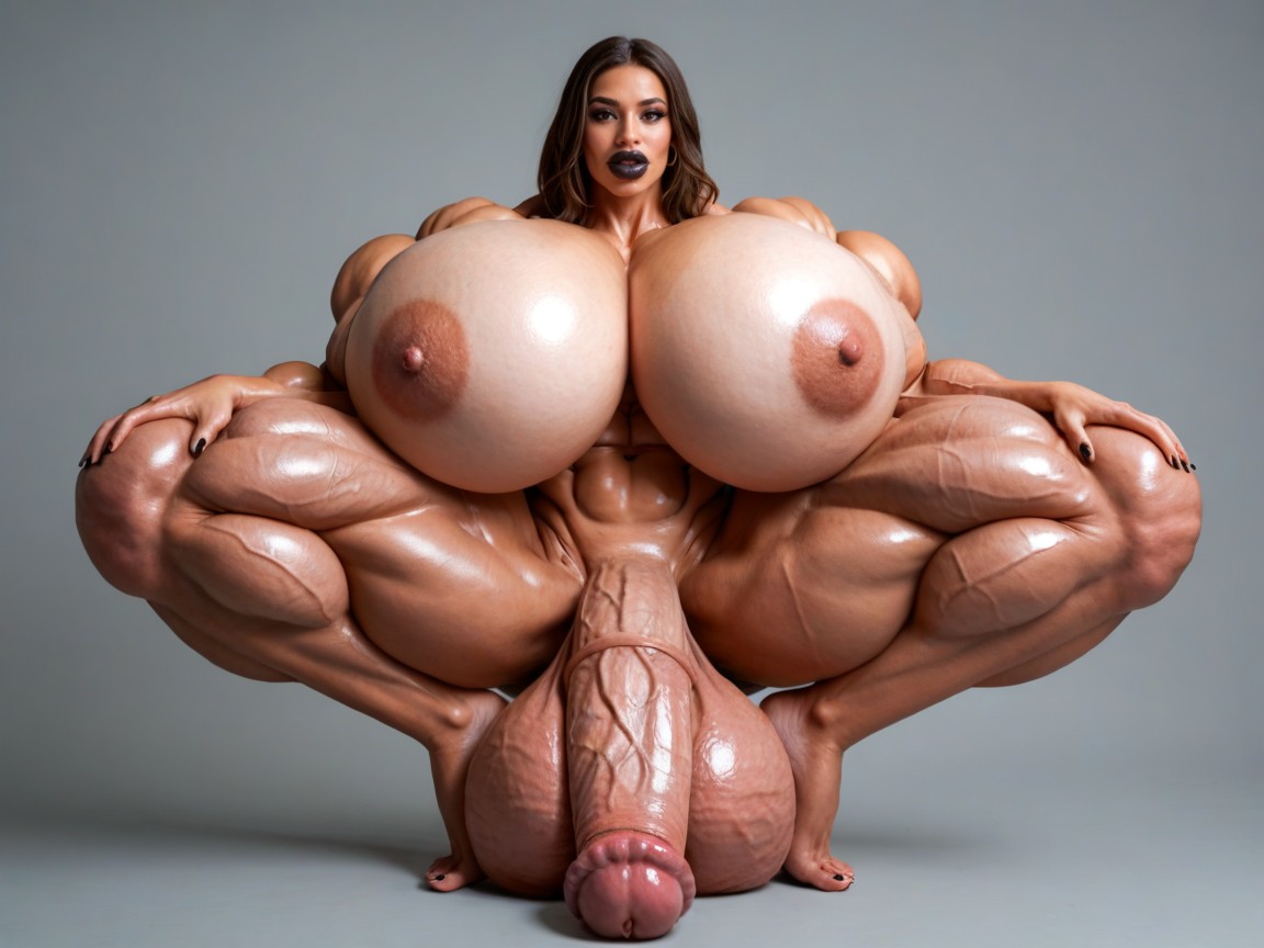 Hyper Gigantic Muscular Legs, Hyper Enormous Oversized, Jungle Backdrop Shemale AI Porn