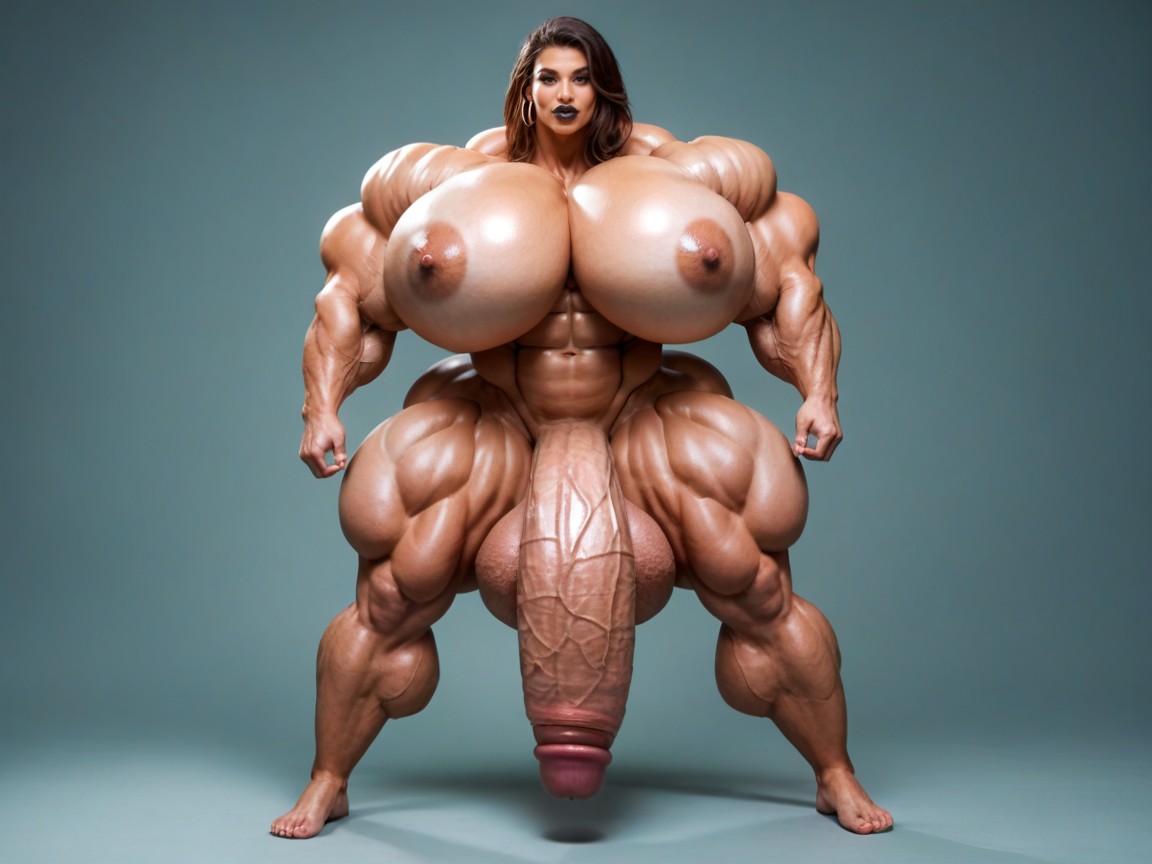 Hyper Absurdly Oversized Penis, Hyper Enormous Thick Penis, Sexy Face Shemale AI Porn