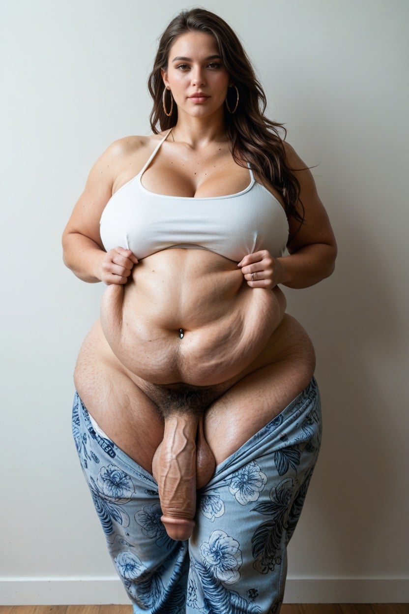 Individual Hair Strands, Plump Lips Wrinkled Breast, Morbidly Obese Shemale AI Porn