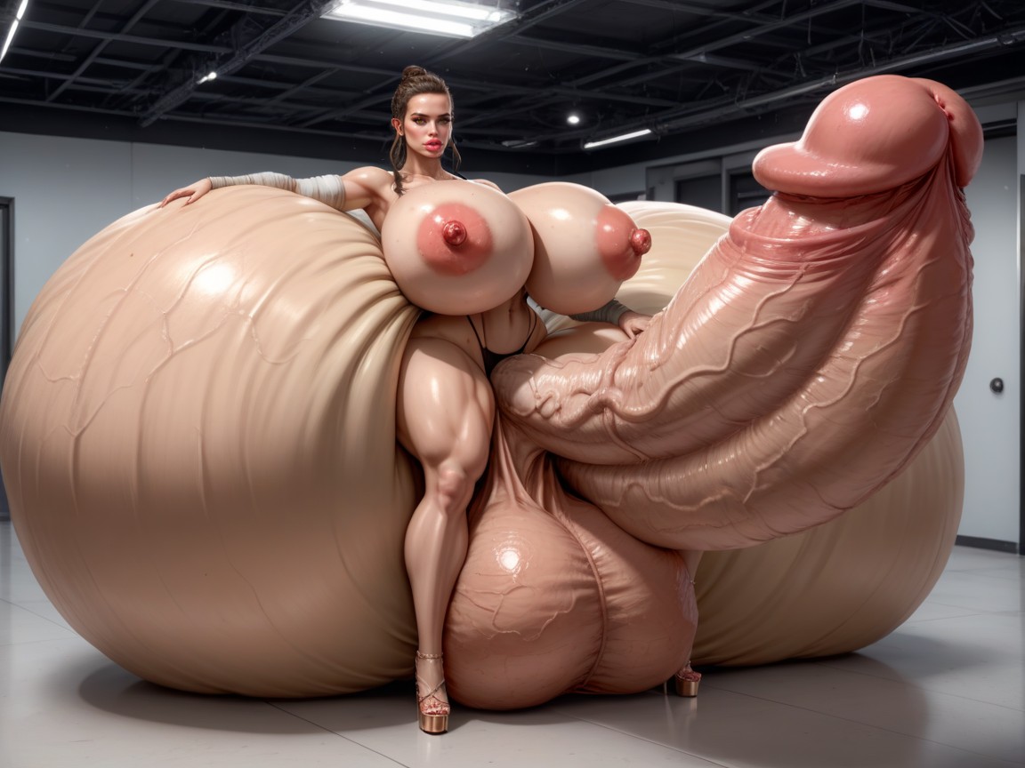 Penis Is Just Way Too Gigantic, Hyper Gigantic Lips, Hyper Gigantic Balls Shemale AI Porn