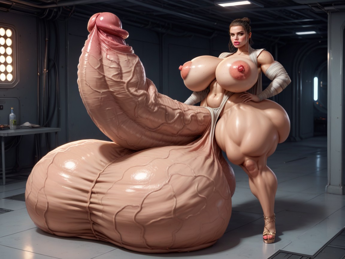Hyper Impossibly Gigantic Girthy Penis, Cosplay, Penis Is Just Way Too Gigantic Shemale AI Porn