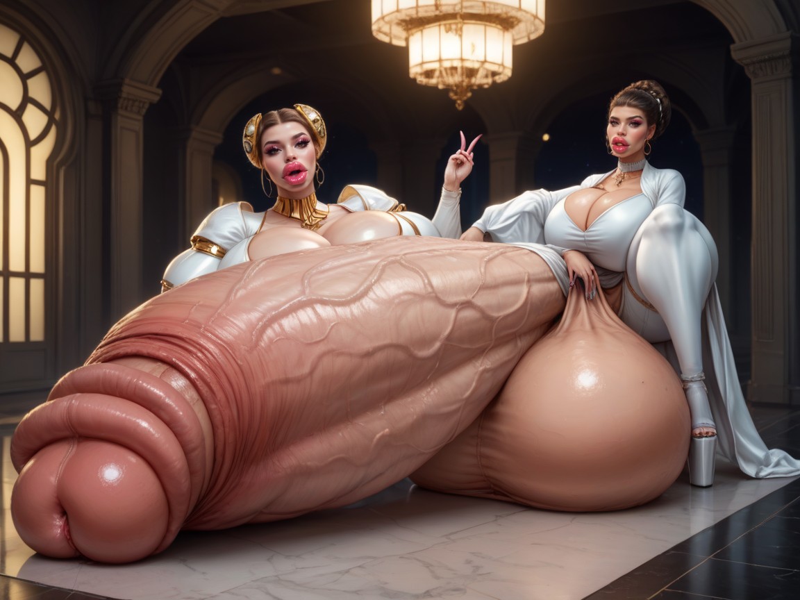 Hyper Gigantic Balls, Penis Is Just Way Too Gigantic, Hyper Absurdly Oversized Wide Penis Shemale AI Porn