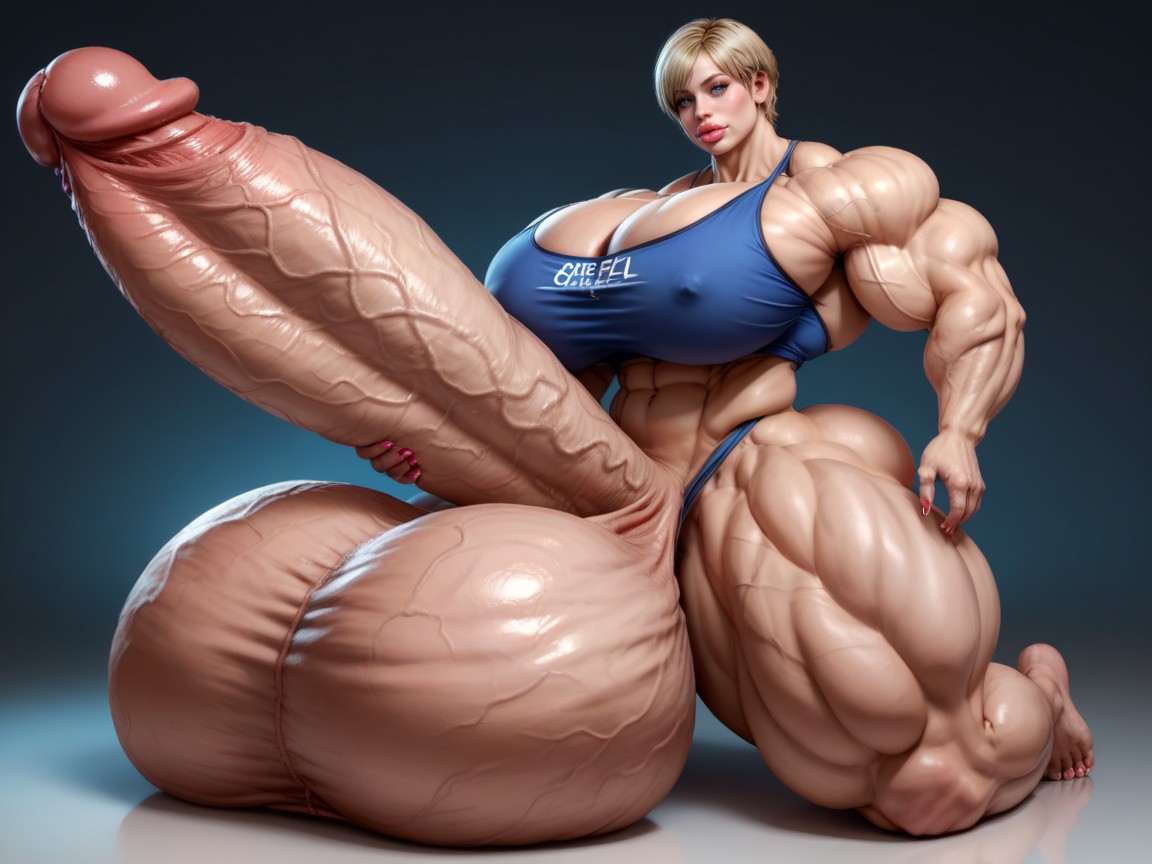 Hyper Absurdly Enormous Muscle, Hyper Absurdly Enormous Balls, Hyper Gigantic Testicles Shemale AI Porn