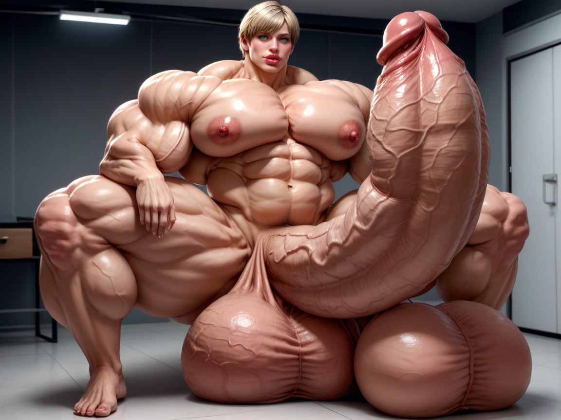 Hyper Gigantic Balls, Huge Veins On Penis, Hyper Gigantic Penis Shemale AI Porn
