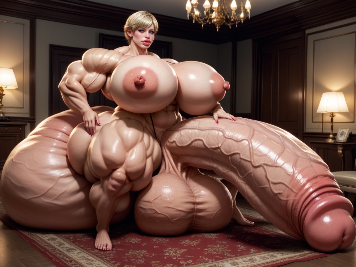 Hyper Biggest Biceps, Hyper Biggest Lips, Cul Arrondi Porno IA transsexuelle