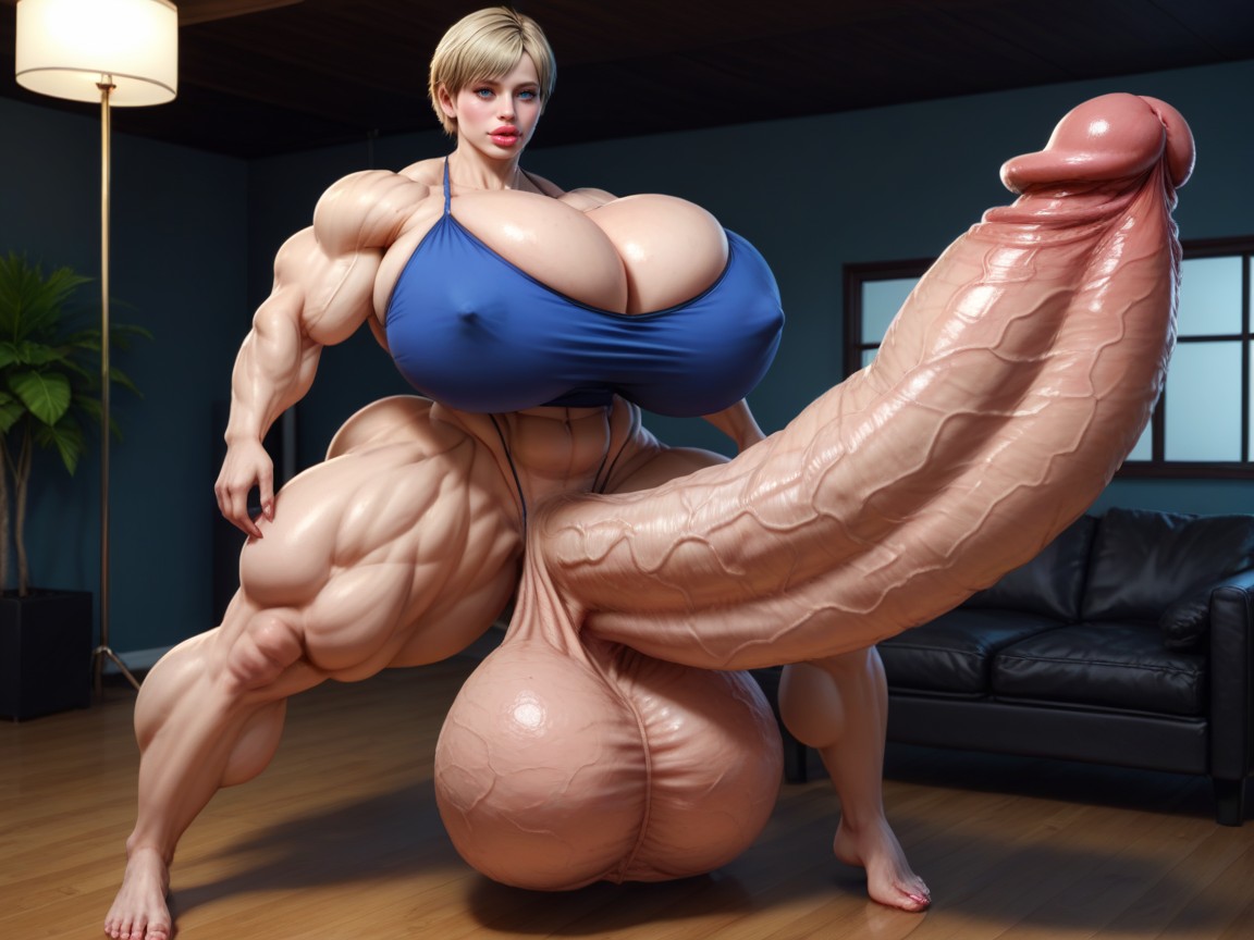 Hyper Impossibly Gigantic Girthy Penis, Hyper Gigantic Balls, Super Model Shemale AI Porn