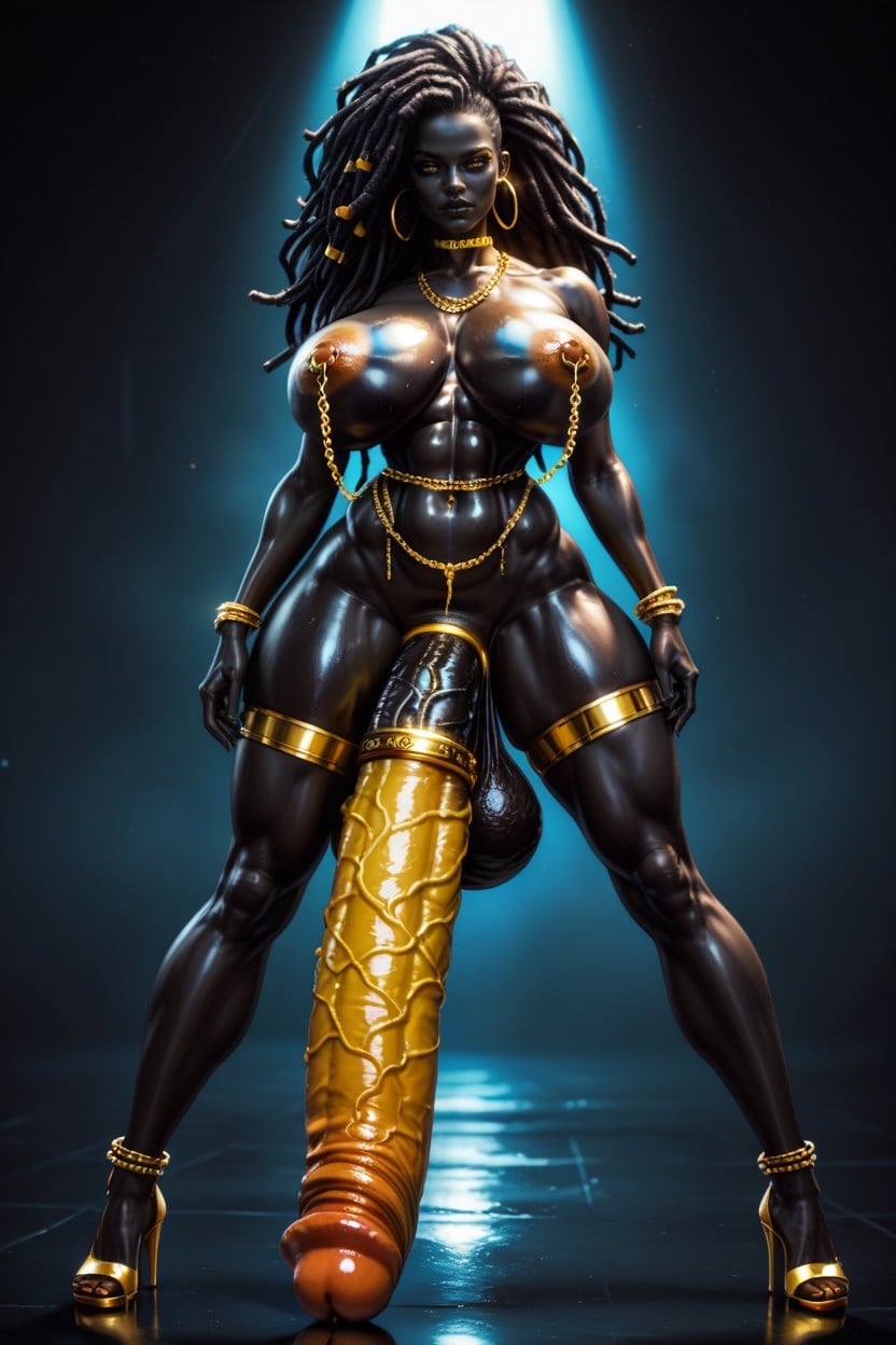 Hdr, Abs, Midnight Black Skin Shemale AI Porn