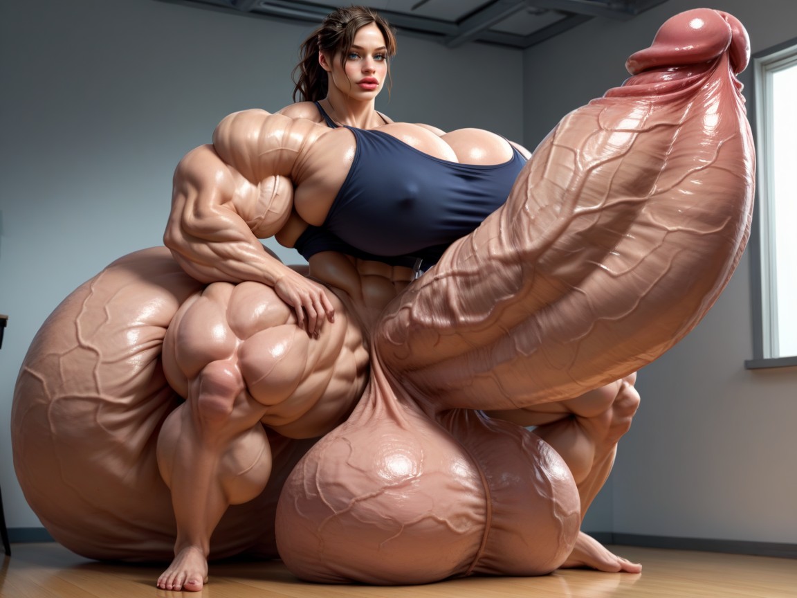 Hyper Biggest Lips, Hyper Long Penis, Full Body View Shemale AI Porn