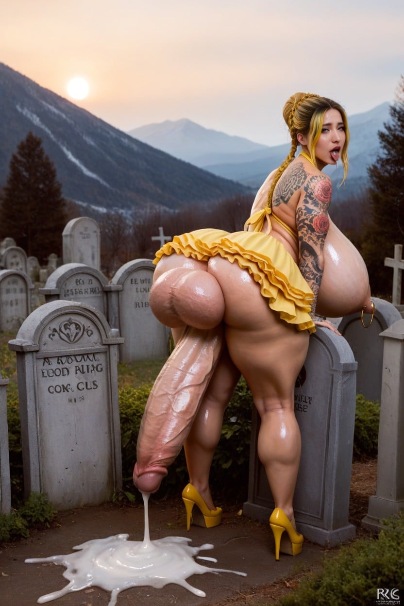 Hyper Big Anal Gape, Impossibly Long Hyper Penis, Spread Legs Shemale AI Porn